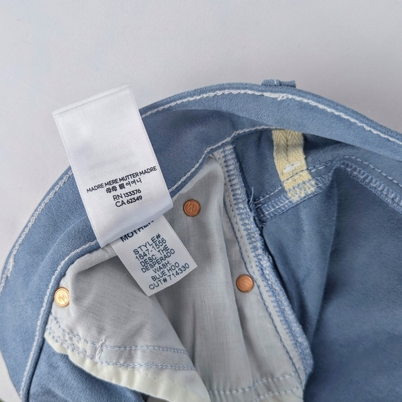 MOTHER The Desperado Faux Suede Bootcut High Rise Stretch Blue Hoo Wash 27 NWT - Picture 10 of 16